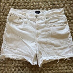 J. Crew White Denim Frayed-Hem Shorts